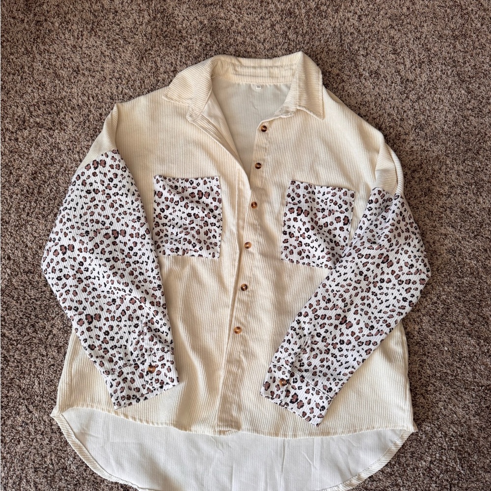 Leopard Print Button-Up Shirt